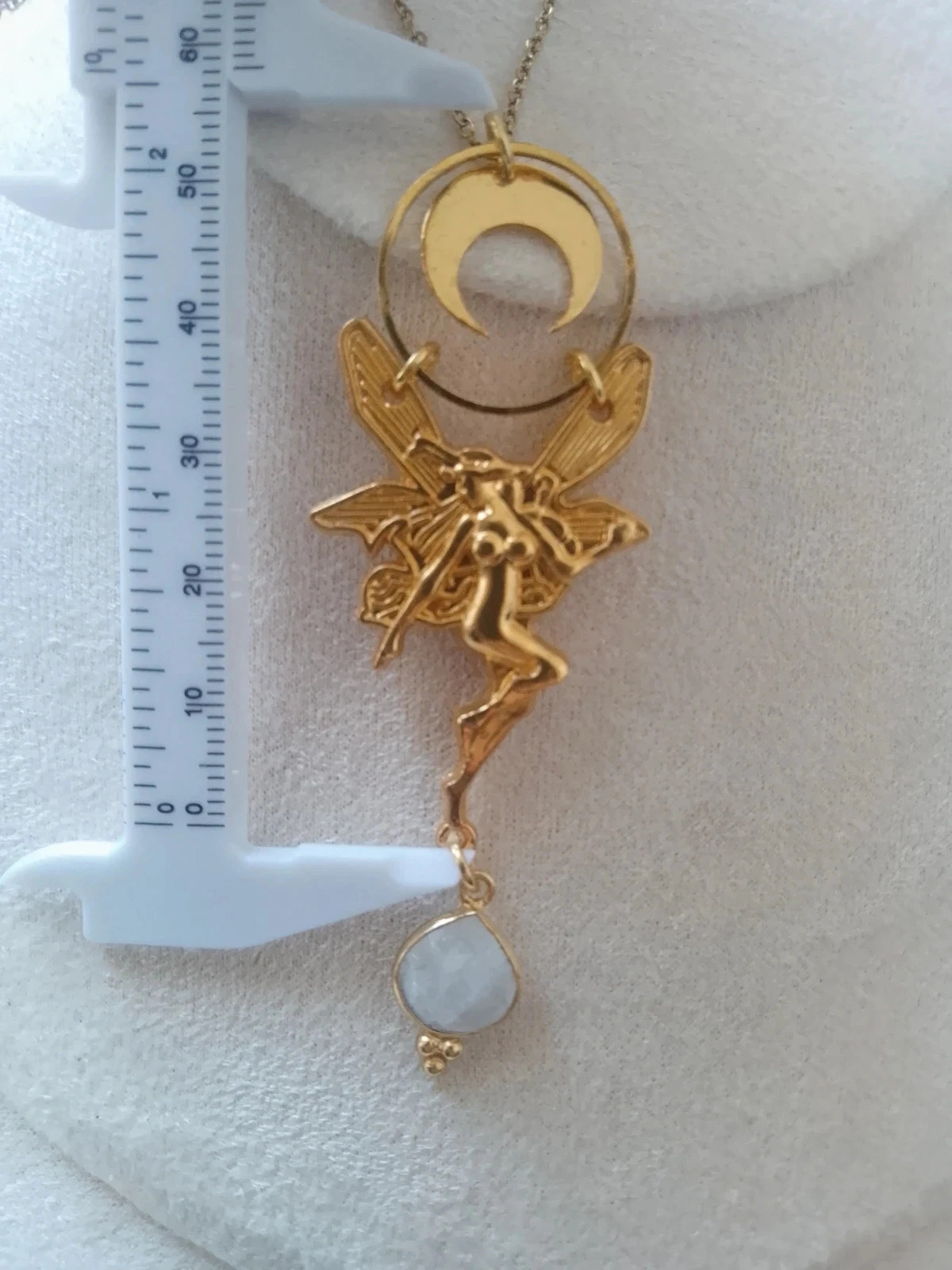 Collier fée et pierre de lune sertie naturelle – photo 3